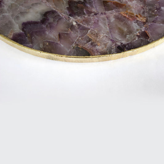 Amethyst Agate Serving Tray With Brass Handles | Circular-1