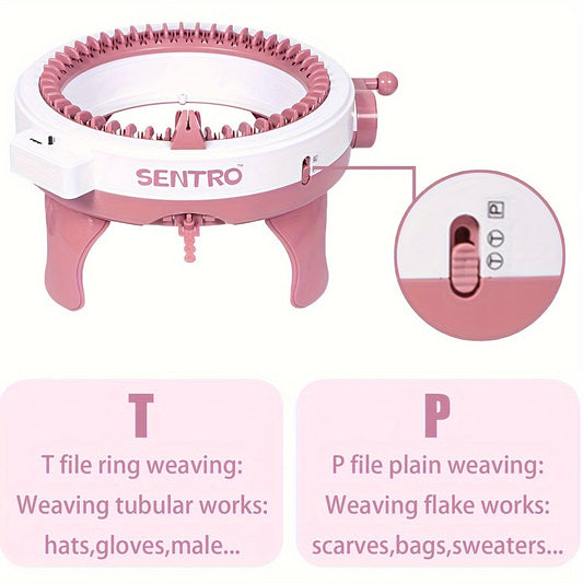 48-Needle Pink Knitting Machine Kit for DIY Crafts-1